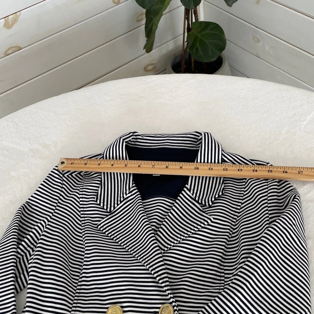 CAbi Sz S Life Jacket Navy Nautical Stripe Stretch Ponte Spring Cruise Vacation - Picture 17 of 17